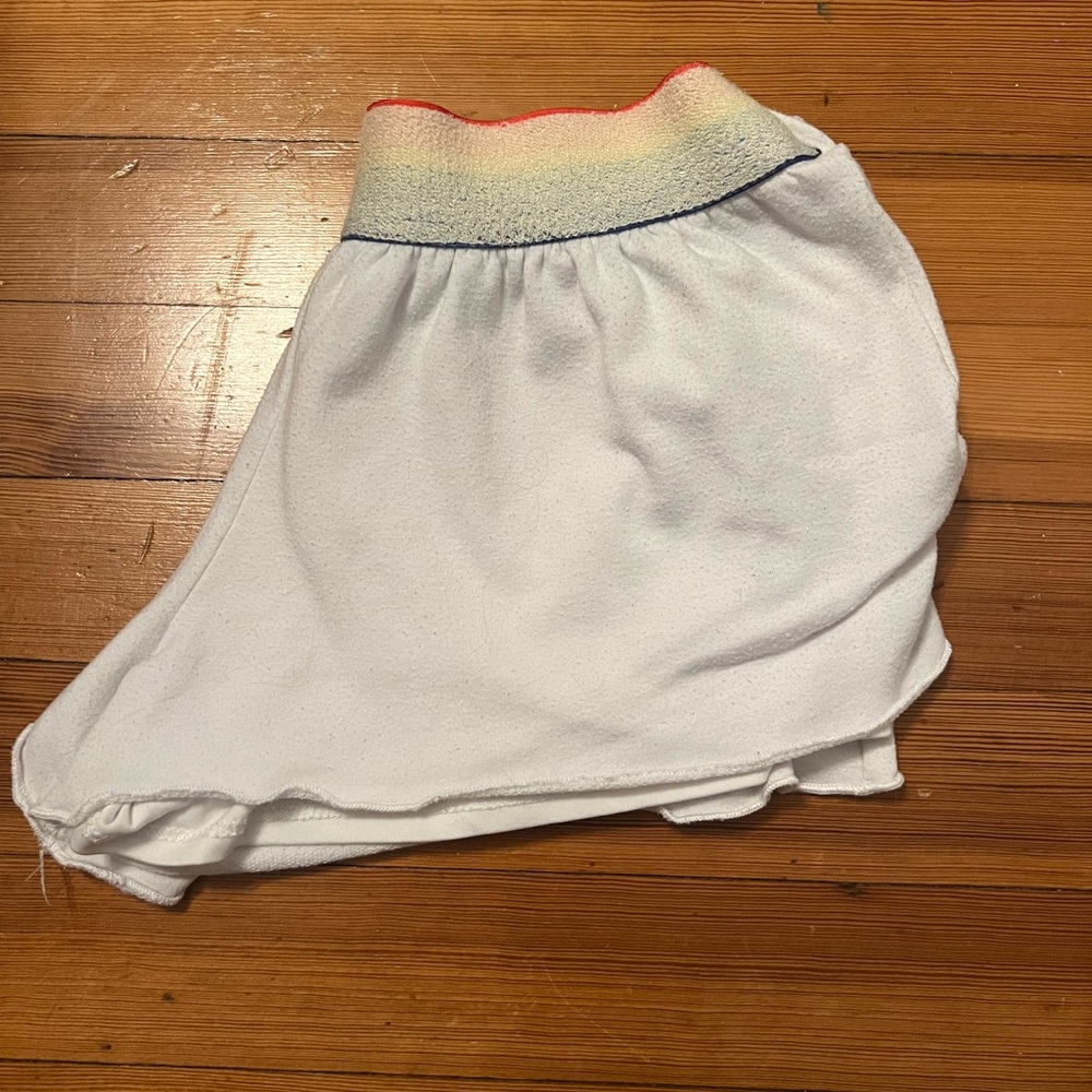 Girls white shorts with rainbow band